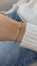 Diamond Cuff Bracelet 1.07 Carat Yellow Gold 14K