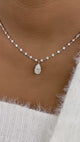 Pear Pendant Necklace 7.4ct TCW, White Gold 14K