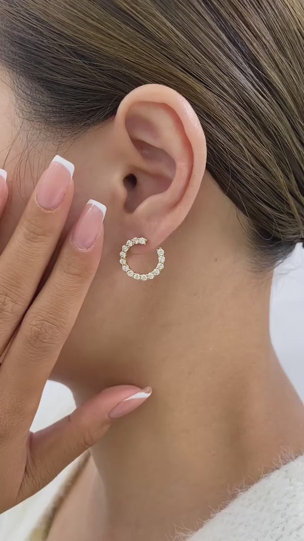 Diamond Hoop Earrings 1.70 ct Yellow Gold