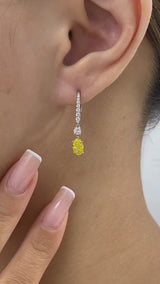 Diamond Dangle Earrings 1.4 ct Yellow Gold