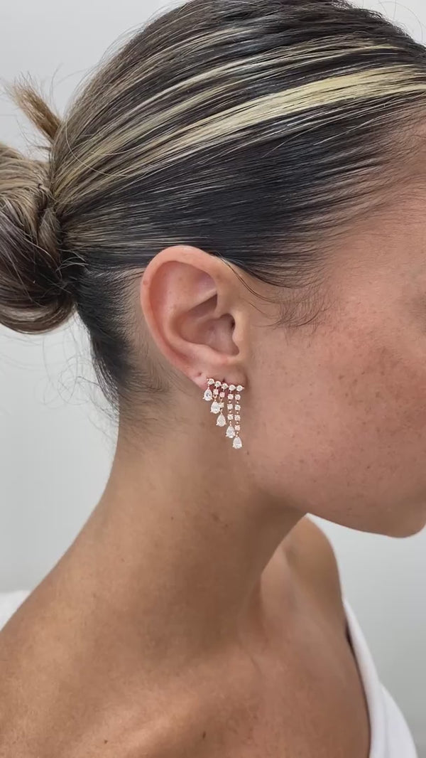 Diamond Chandelier Earrings 2.58 ct Rose Gold