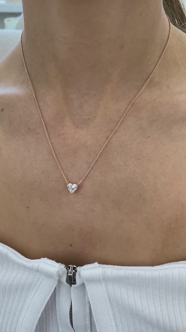 Diamond Pendant Necklace 3 ct Rose Gold