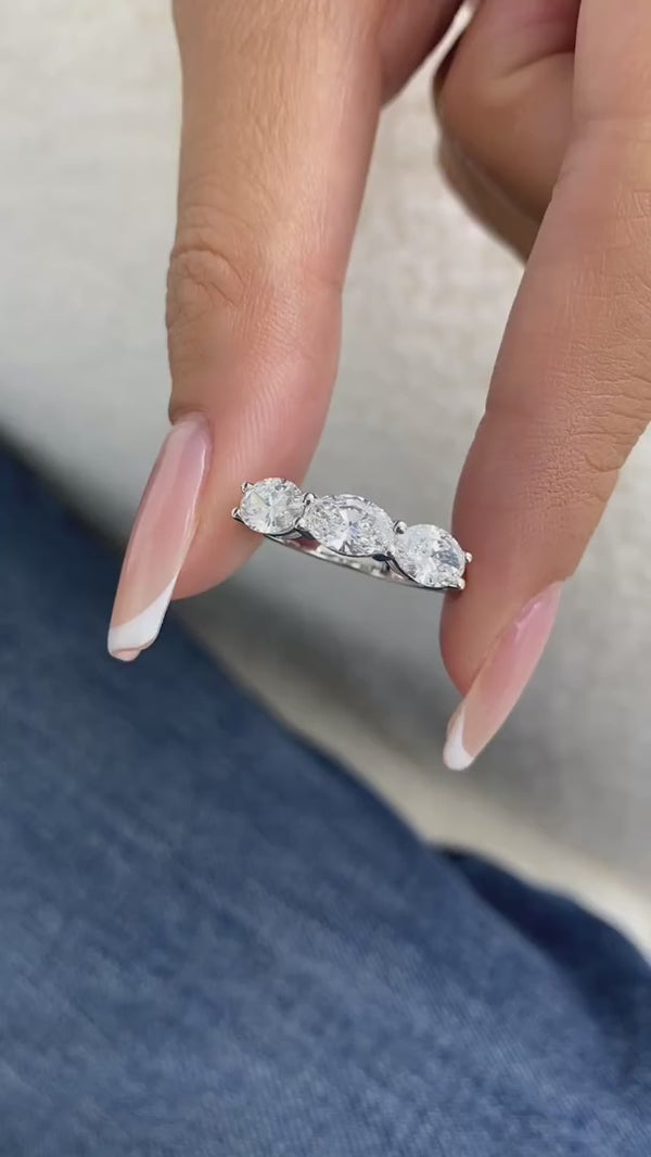 Diamond 3 Stone Ring 1.7 ct White Gold