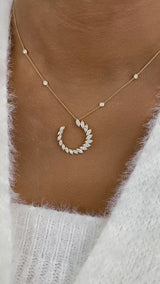 Open Circle Diamond Pendant Necklace, 14K Gold