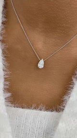 Pear Pendant Necklace 1.5ct TCW, White Gold 14K
