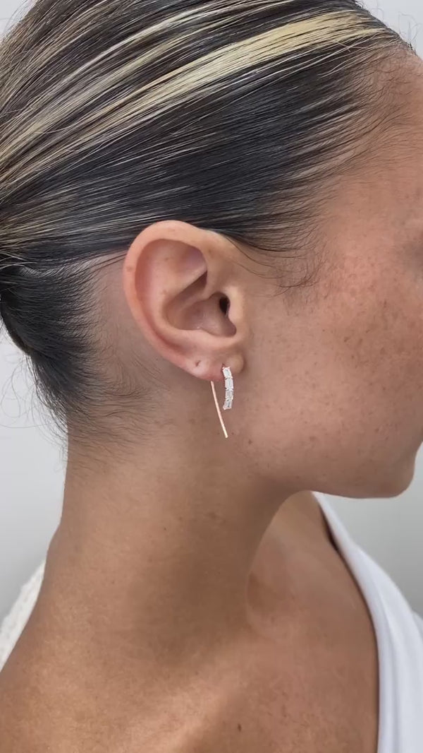 Diamond Threader Earrings 0.9 ct Rose Gold