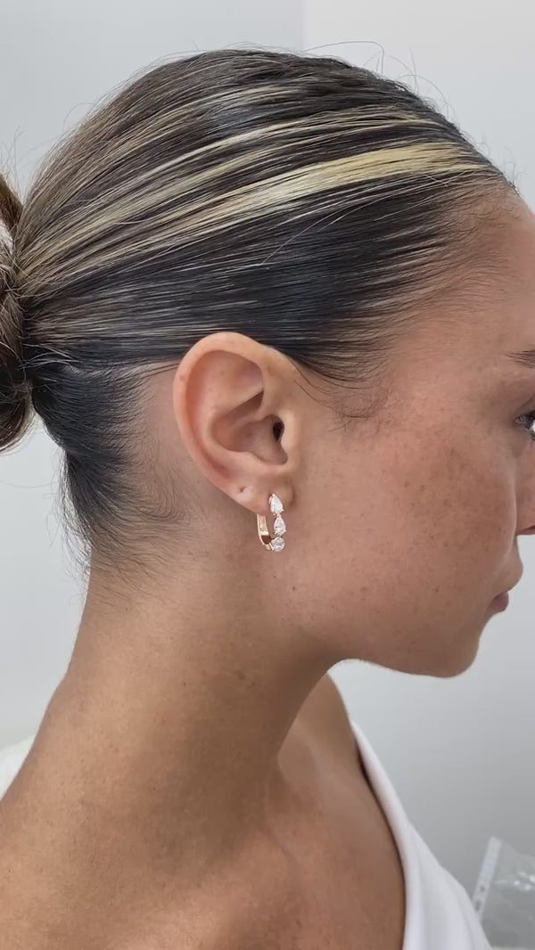 Diamond Hoop Earrings 1.41 ct Rose Gold