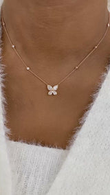Butterfly Diamond Pendant Necklace, 14K Gold