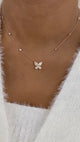 Butterfly Diamond Pendant Necklace, 14K Gold