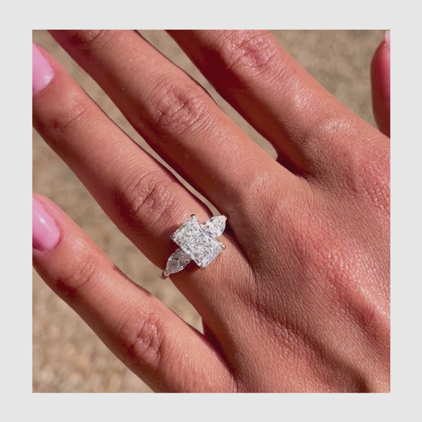 Kayla 3 Stone Diamond Engagement Ring, White Gold 18K