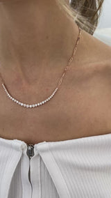 Diamond Chain Necklace 2.2 ct Rose Gold