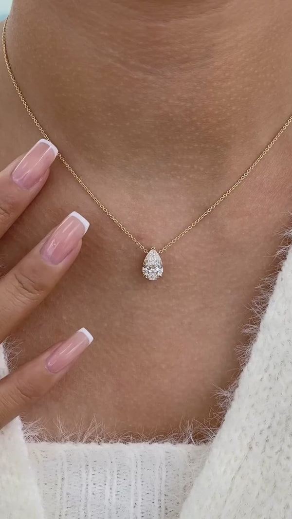 Diamond Pendant Necklace 2 ct Yellow Gold