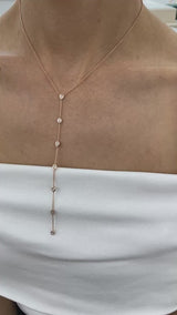 Diamond Lariat Necklace 0.8 ct Rose Gold