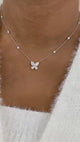 Butterfly Diamond Pendant Necklace, 14K Gold