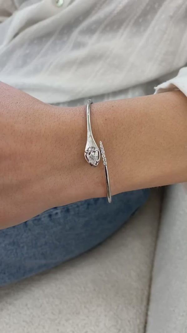 Diamond Bangle Bracelent 1.25 Carat White Gold 14K