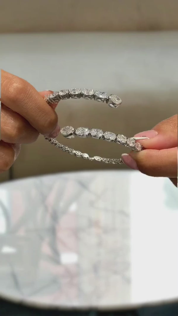 Diamond Bangle Bracelet 5 ct White Gold