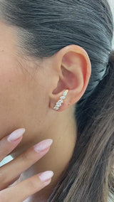 Diamond Climber Earrings 1.9 ct Rose Gold