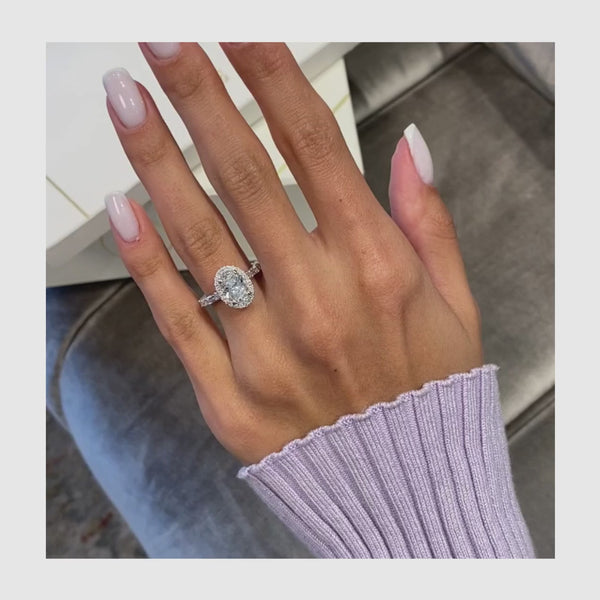 Halo Diamond Engagement Ring, White Gold 18K