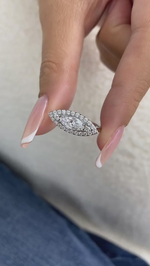 Diamond Halo Ring 1 ct White Gold