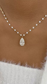 Pear Pendant Necklace 8.9ct TCW, Yellow Gold 14K