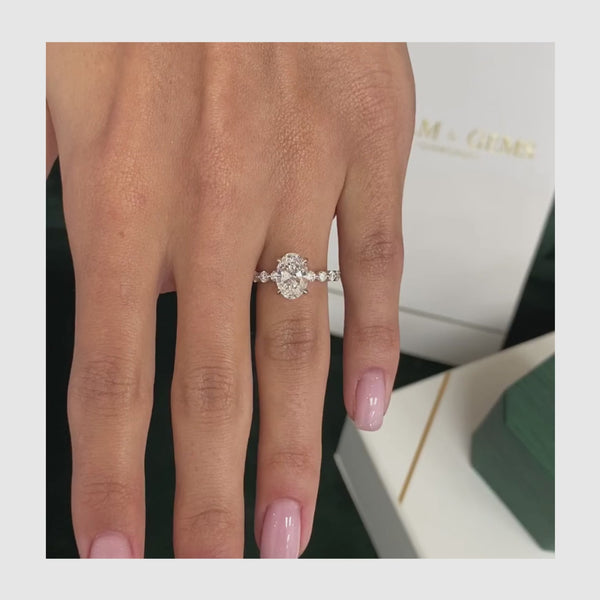Estrella Pave Diamond Engagement Ring, White Gold 18K