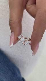Diamond 3-Stone Fashion Ring 1.55 ct TCW, Rose Gold 14K