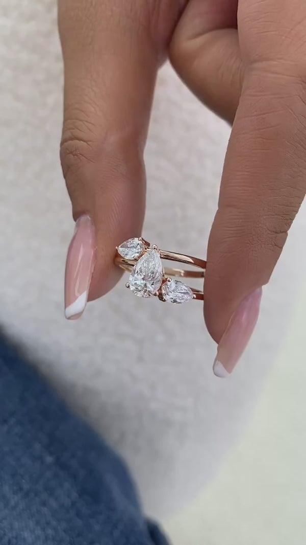 Diamond 3-Stone Fashion Ring 1.55 ct TCW, Rose Gold 14K