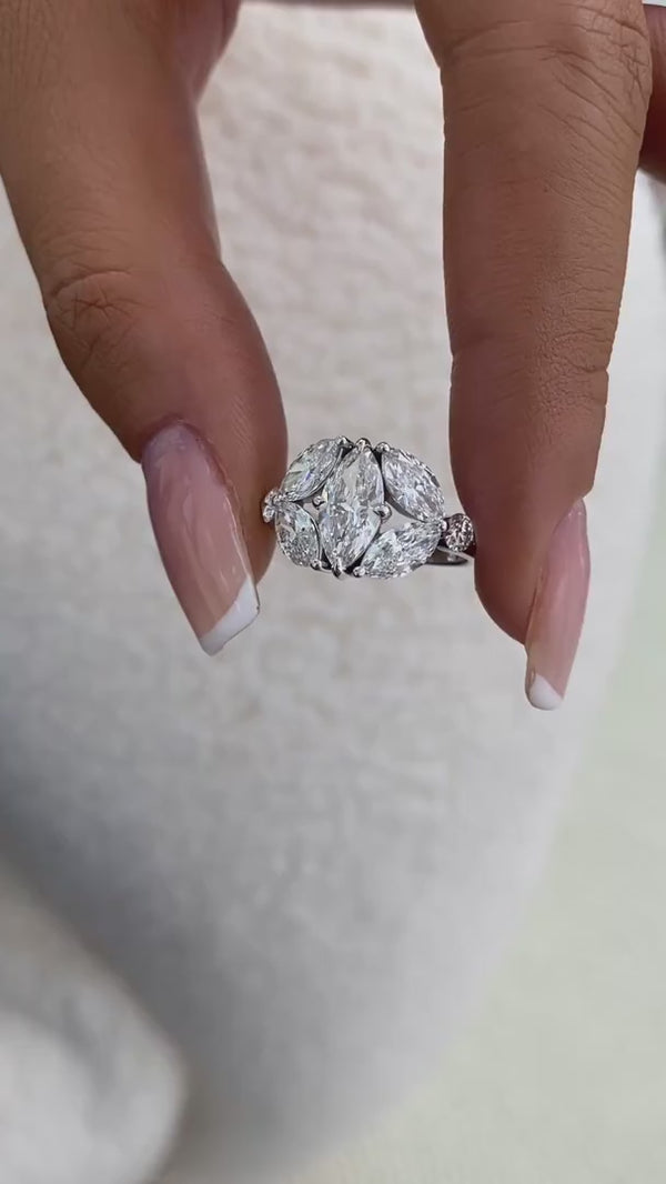 Diamond Cluster Ring 2.75 ct TCW, White Gold 14K