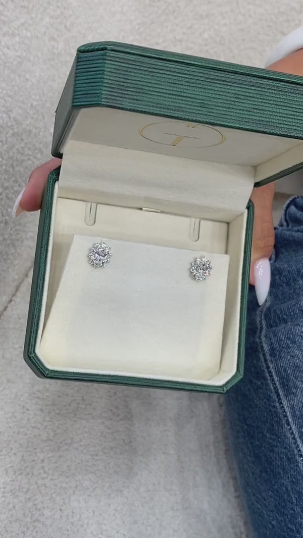 Diamond Stud Earrings 2.40 ct TCW, White Gold