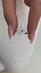 Diamond 3-Stone Cluster Ring 1.25 ct TCW, White Gold 14K