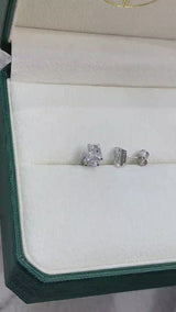 Solitaire Studs Radiant Diamond Earrings 2 ct TCW , White Gold 14K