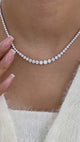 Diamond Tennis Necklace 15.2 ct White Gold