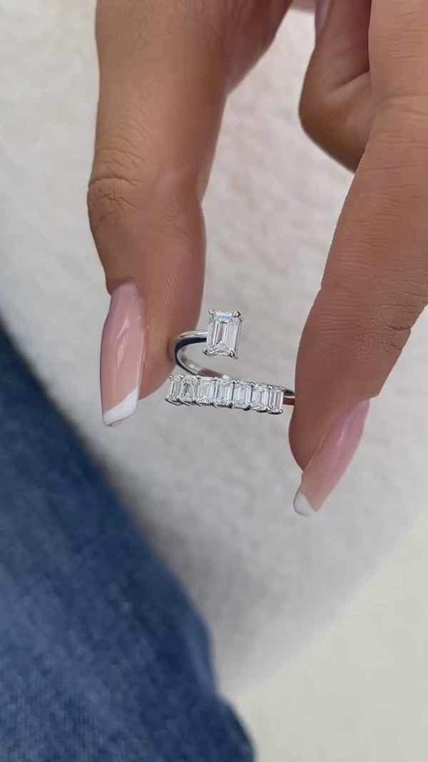 Diamond Open Ring 1.30 ct TCW, White Gold 14K