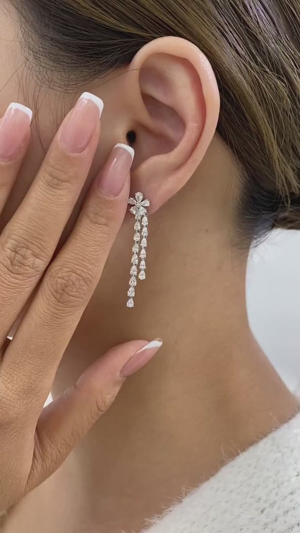 Diamond Drop Earrings 2.8 ct White Gold