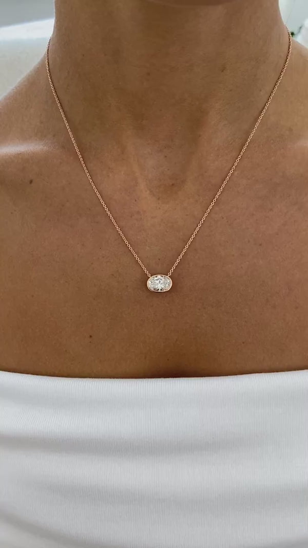 Diamond Pendant Necklace 2 ct Rose Gold