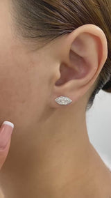 Marquise Diamond Stud Earrings, 14K Gold
