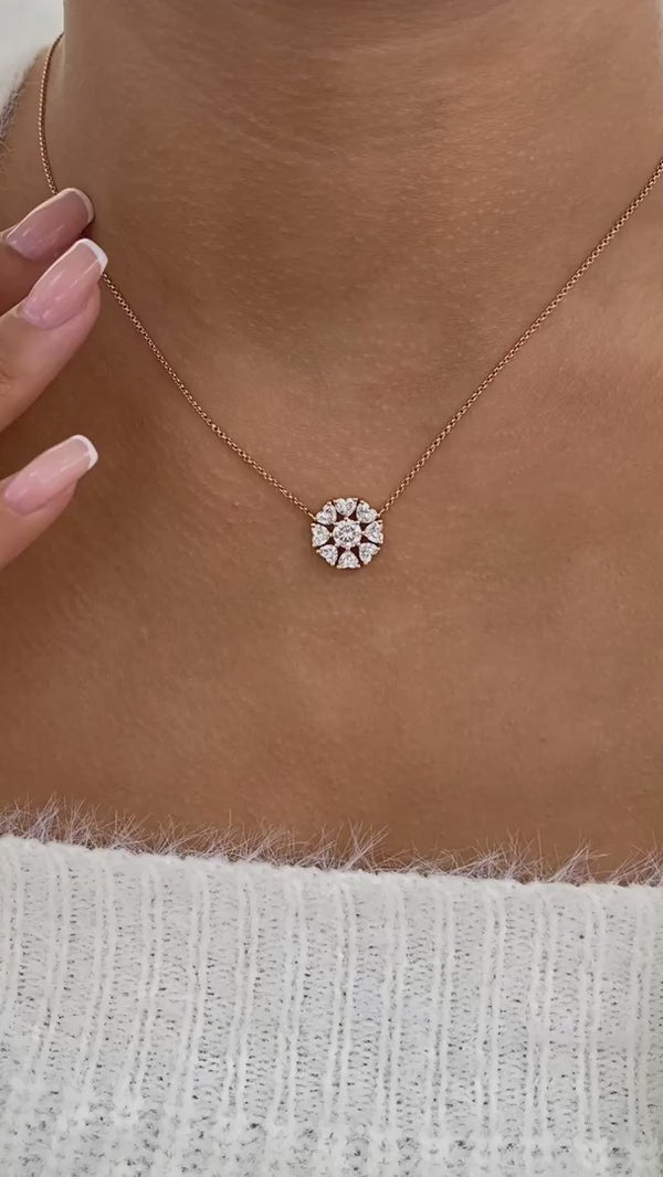 Diamond Pendant Fashion Necklace 1.70 ct TCW, Rose Gold 14K