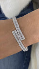 Bypass Emerald Diamond Bangle Bracelet, 14K Gold