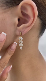 Chandelier Drop Earrings 3.9 ct TCW , Solid Gold 14k