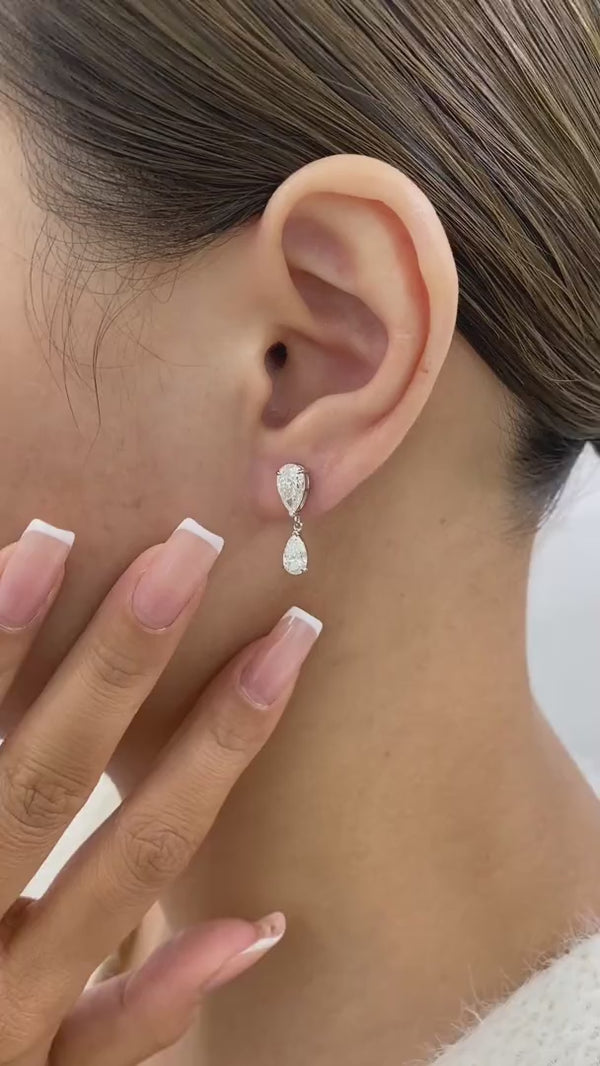 Diamond Drop Earrings 2.3 ct White Gold