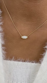 Solitaire Necklace 1 ct TCW , Solid Gold 14k