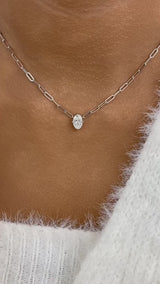 Solitaire Necklace 1 ct TCW , Solid Gold 14k