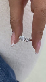 Diamond 3-stone Bezel Ring 1 ct TCW, White Gold 14K