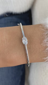 Diamond Bangle Bracelet 0.9 ct White Gold