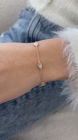 Diamond Chain Bracelet 0.87 Carat Yellow Gold 14K