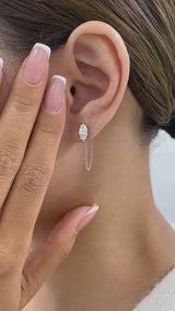 Diamond Chain Earrings 1.3 ct White Gold