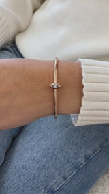 Diamond Cuff Bracelet 0.76 Carat Rose Gold 14K