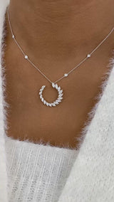 Open Circle Diamond Pendant Necklace, 14K Gold