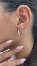 Diamond Hoop Earrings 1.30 Carat Rose Gold 14K