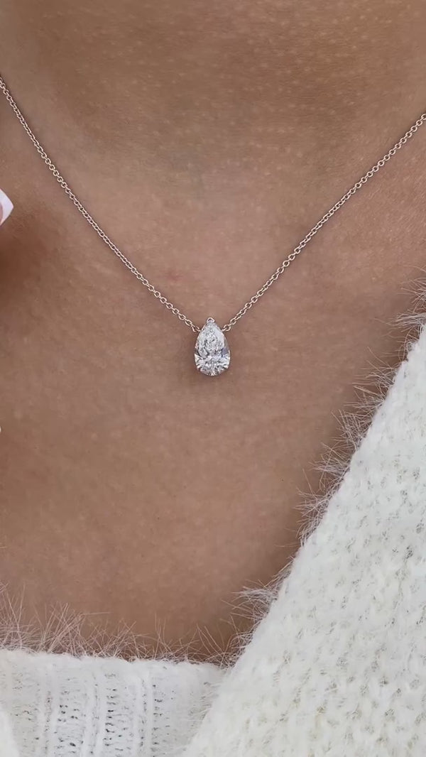 Diamond Pendant Necklace 1.5 ct White Gold